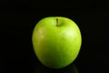 A fresh Granny Smith apple on a black background. Royalty Free Stock Photo