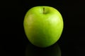 A fresh Granny Smith apple on a black background. Royalty Free Stock Photo