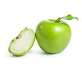 Fresh granny smith apples on white background Royalty Free Stock Photo