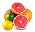 Fresh Grapefruit juicy slice. witch Green, Yellow Lime. isolated
