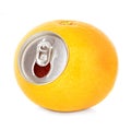 Fresh grapefruit, orange juice in a tin Royalty Free Stock Photo