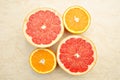 Fresh grapefruit and orange . Vitamins for health. Royalty Free Stock Photo