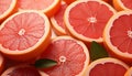 Fresh grapefruit slice, juicy and ripe, nature healthy, colorful snack generated by AI Royalty Free Stock Photo