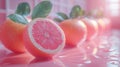 Fresh grapefruit slices with dewy elegance Royalty Free Stock Photo
