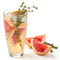 Fresh Grapefruit Thyme Lemonade on White Background Royalty Free Stock Photo
