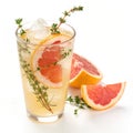 Fresh Grapefruit Thyme Lemonade on White Background Royalty Free Stock Photo