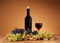 Fresh grapes, bottle and glass of wine