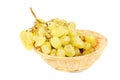 Fresh grapes in Fruit Basket isolated on white background Royalty Free Stock Photo