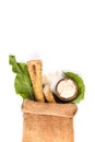 Fresh grated horseradish roots on white. Royalty Free Stock Photo