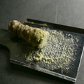 Fresh grated wasabi at a Japanese restaurant in Tokyo, Japan. Royalty Free Stock Photo