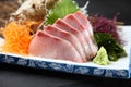 Fresh greater amberjack sashimi plate