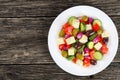 Fresh Greek salad with ripe vegetables Royalty Free Stock Photo