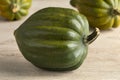 Fresh green acorn squash close up