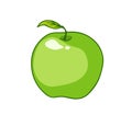 Fresh green apple. Cartoon vector icon isolated Royalty Free Stock Photo