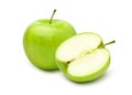 Fresh green apple with cut in half Royalty Free Stock Photo