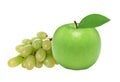 Fresh green apple and grape, isolated on white Royalty Free Stock Photo