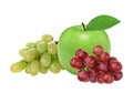 Fresh green apple and grape, isolated on white Royalty Free Stock Photo