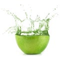 Fresh Green Apple juice with water splash. Royalty Free Stock Photo