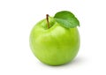 Fresh green apple with green leaf