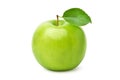 Fresh green apple with green leaf