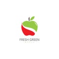 fresh green apple logo healthy food vector icon