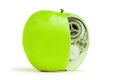 Fresh green apple with mechanism inside Royalty Free Stock Photo