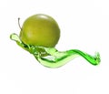 Fresh green apple in Water splashing stream , isolated on white background Royalty Free Stock Photo