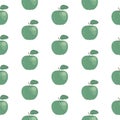 Fresh green apples seamless pattern, hand drawn icons. Royalty Free Stock Photo