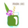 Fresh green aromatic pandanus leaf juice