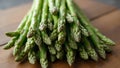 Fresh green asparagus bundle on wooden table Royalty Free Stock Photo