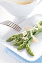 Fresh green asparagus with hollandaise