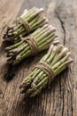 Fresh green asparagus on old oak table Royalty Free Stock Photo