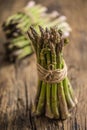 Fresh green asparagus on old oak table Royalty Free Stock Photo