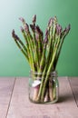 Fresh green asparagus in a glass jar Royalty Free Stock Photo
