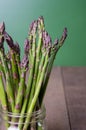 Fresh green asparagus in a glass jar Royalty Free Stock Photo