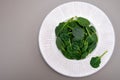 Fresh green baby Spinach leaves, diet and health concept, weight loss, spinach on ceramic plate, copy space Royalty Free Stock Photo