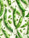 Fresh Green Beans and Peas Scattered on a White Surface Royalty Free Stock Photo