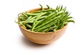 Fresh green beans in wooden bowl Royalty Free Stock Photo