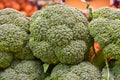 Fresh green broccoli on market stall