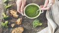 Fresh green broccoli soup concept Royalty Free Stock Photo