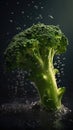 Fresh green broccoli with water drops on dark background. Healthy food concept Royalty Free Stock Photo