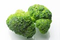 Fresh green broccoli on a white background.