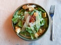 fresh green caesar salad with bacon and cheese on top Royalty Free Stock Photo