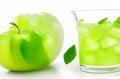 Fresh green cocktail with apples isolated on white background