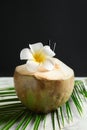 Fresh green coconut on table Royalty Free Stock Photo