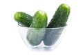 Fresh green cucumber in glass plate Royalty Free Stock Photo