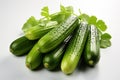 Fresh green cucumber isolated on white background.