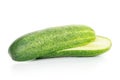 Fresh green cucumber isolated on white Royalty Free Stock Photo