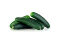 Fresh green cucumbers isolated on white background. Group of cucumbers Royalty Free Stock Photo