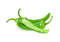 Fresh green cut chili pepper pieces on a white background Royalty Free Stock Photo